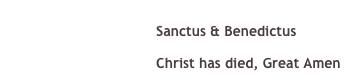 Mass for the Caribbean

￼ Sanctus &amp; Benedictus
￼ Christ has died, Great Amen
I wrote this mass during the time my wife and I spent five weeks ayear for three years on the island of Carriacou, the largest of theCaribbean's Grenadines, being all of thirteen square miles. Shortlyafter our arrival there I was ensconced as organist in the Anglican'Cathedral', a very large - and generally filled-to-the-brim - brickstructure that had miraculously withstood the many hurricanes that hadbeset the island. I wondered why there was little 'local' music sungduring the service. Occasionally the six person women&rsquo;s choir letloose, but then always returned to their British roots.During our second year on the island I started to work with MikeAgostini, a local steel drum player who spent several years playing inNorth America, mainly New York. He was starting a 'pan&rsquo; band in thelocal school and welcomed me as a student. What a delight! I quicklyput two and two together and asked the Cathedral priest (from Ontario,Canada!) what he thought about my composing a &ldquo;Mass for theCaribbean&rdquo;. His reply was simply "Go for it!" and so I did. I soondiscovered that scoring for "pans" was very similar to writing forstrings and arrived for my third and regrettably last visit to theisland with a completed mass. It included a few songs from FestivalFolkmass which some of the Island City Singers and I had written threedecades before. To my surprise the church choir had grown to a mixedchoir of thirty members who now sang gospel in the church once amonth. They embraced the notion of a new mass setting and eveninsisted on longer and extra rehearsals!What a pleasure it was to work with the kids in the steel drumensemble and the largely adult gospel choir. Following a single jointrehearsal, the first performance of the mass took place on Palm Sundaywith the Bishop of the Leeward Islands in attendance. The red-robedchoir processed through the town of Hillsborough before arriving atthe church, the 16-member steel drum ensemble was in place, and theservice began. The music was sung with great reverence and enthusiasmby the choir and congregation and both Bishop and Priest joined aspirited, swaying choir in much of the music. It was wonderful! Iunderstand the setting continues to be sung there quite regularly.Some of its music is found in the United Church of Canada&rsquo;s recentlypublished &ldquo;More Voices&rdquo;.